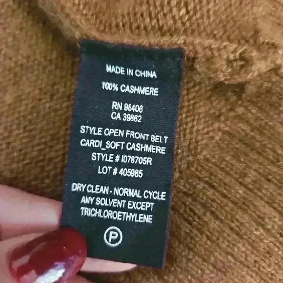 Theory Womens Brown Rib Sleeve 100% Cashmere Cardigan In Syrup M - Picture 8 of 12